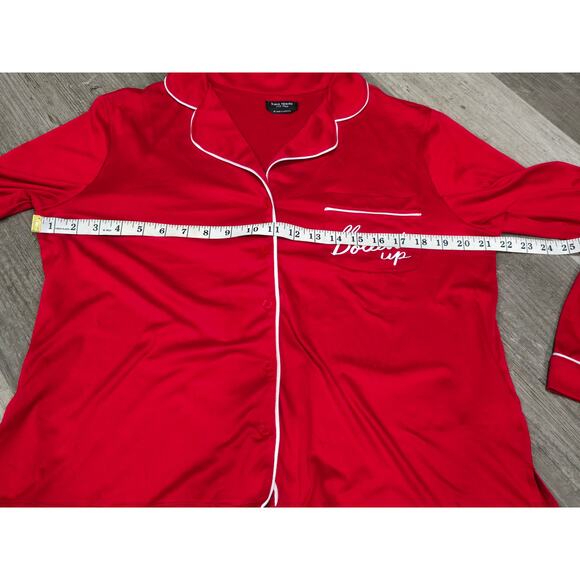 Kate Spade Red " All Dolled Up " Front Pocket Long Sleeve Soft Pajama Shirt Top - Picture 7 of 8